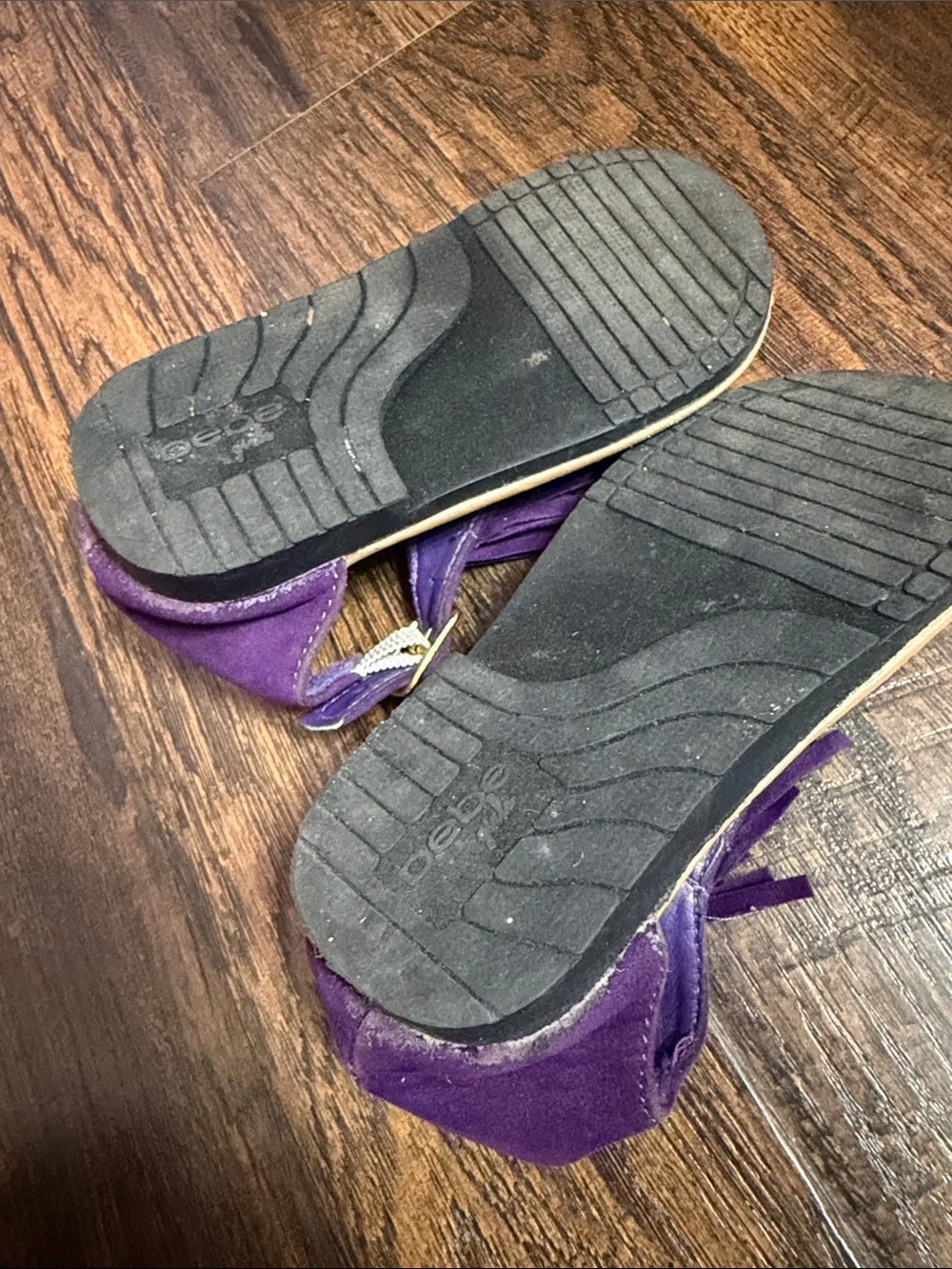 bebe Purple Fringe Kids Sandals & Pink Glitter T-Strap Sandals